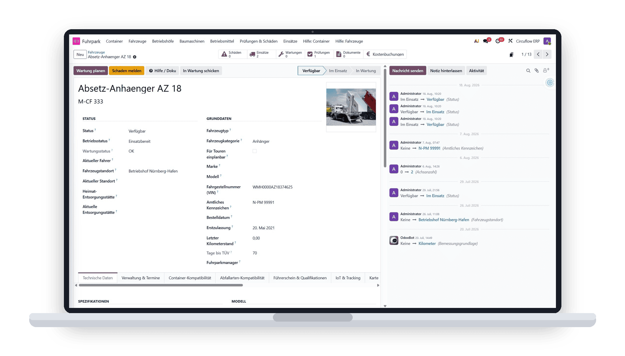 Digitale Fahrzeugakte Screenshot